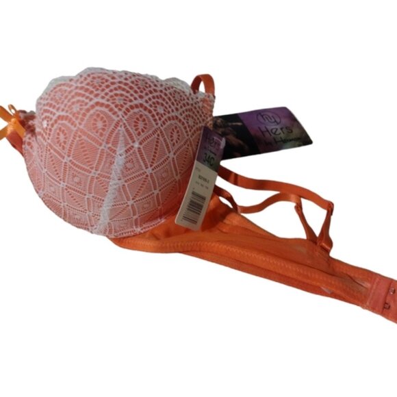 Hers By Herman Women's Orange Adjustable Strap Padded Push Up Bra Size 34C! NWT! - Picture 8 of 13